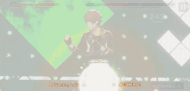 a video game character says advance advance the unrivaled hero on the screen