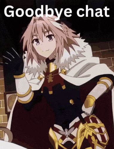 a picture of an anime character with the words goodbye chat written on it