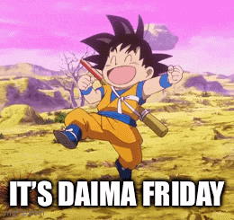a cartoon character with the words it 's daima friday