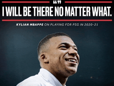 kylian mbappe on playing for psg in 2020-21 is featured on a poster