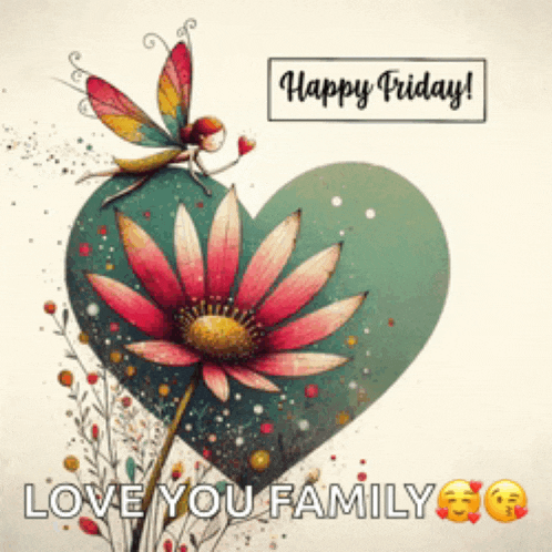 a heart with a flower on it and the words happy friday
