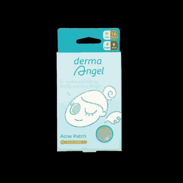 a box of derma angel acne patches with the sun in the background
