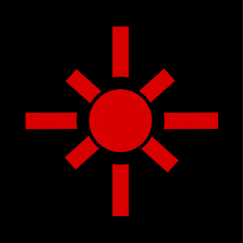 a black background with red lines and a red circle in the center