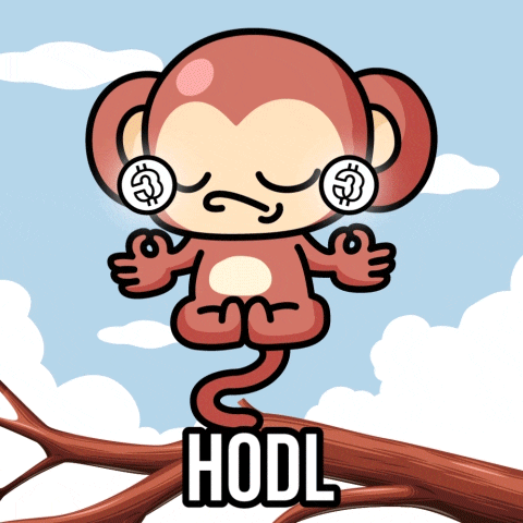 a cartoon of a monkey sitting on a tree branch with the word hodl written below it