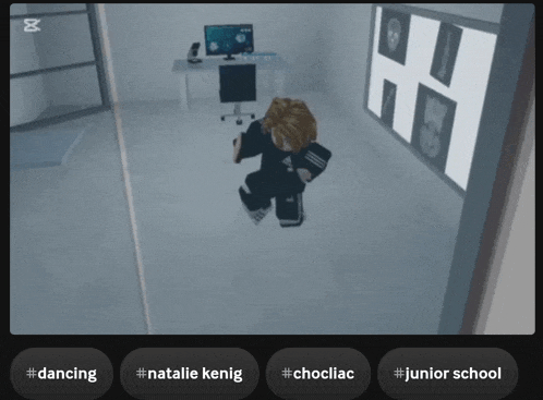 a screenshot of a video game with the words dancing natalie kenig choclac junior school