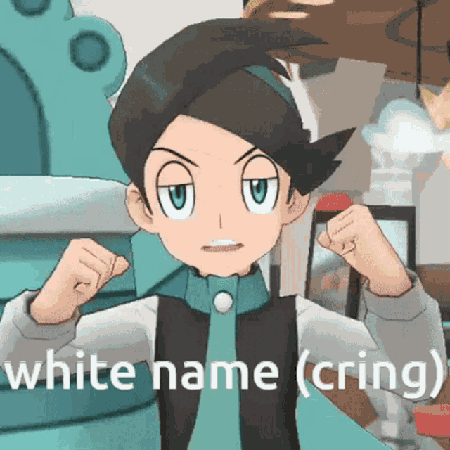 a cartoon character with the words white name cring