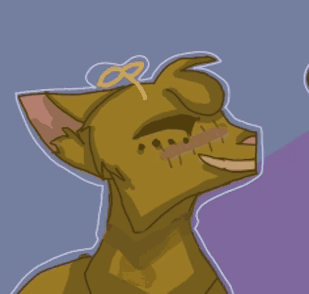 a close up of a drawing of a cat with a yellow bow on its head