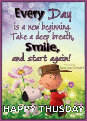 a happy thursday greeting card with snoopy and charlie brown on it