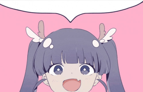 a cartoon character with a speech bubble above her