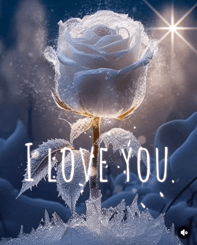 a white rose with the words " i love you " on it