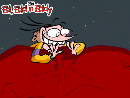 a cartoon of ed edd n eddy holding a christmas present