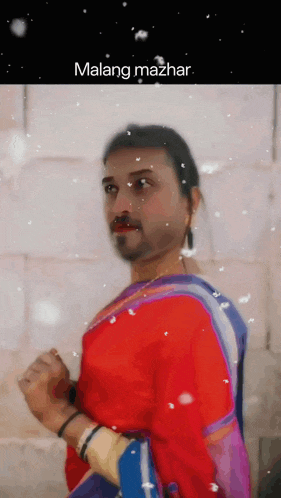 a painting of a man in a red and purple dress with the words maling mazhar above him