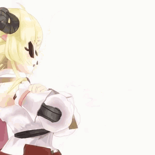 a 3d anime girl wearing sunglasses and a white dress is waving her hand .