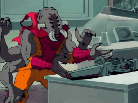 a cartoon of a monster sitting on a desk