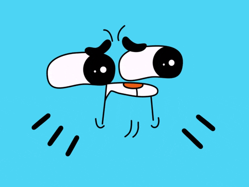 a cartoon character with big eyes and a huge mouth