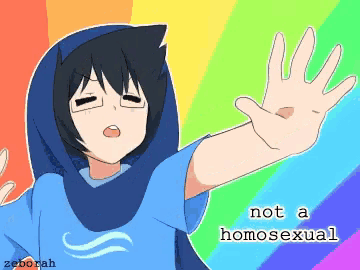 a cartoon of a person with the words not a homosexual