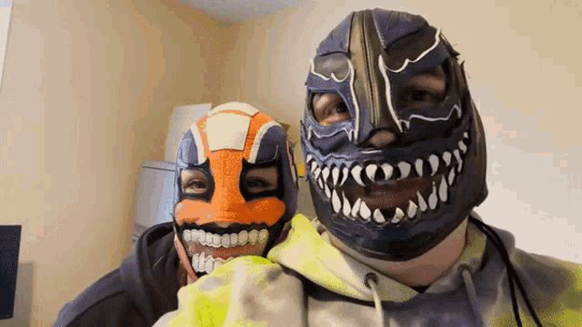 a man wearing a mask with teeth on it
