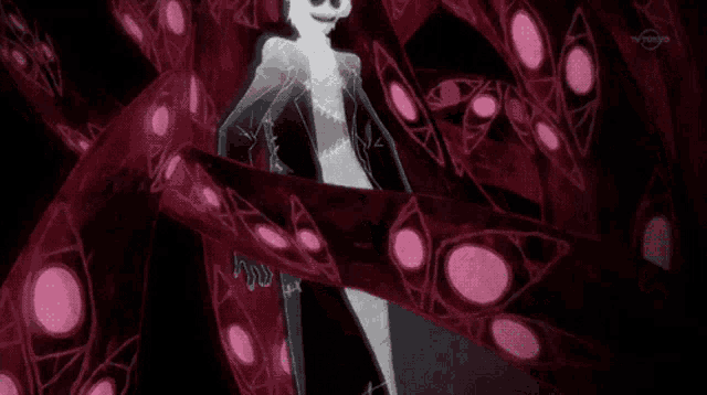 a cartoon character is surrounded by pink circles and says tv tokyo