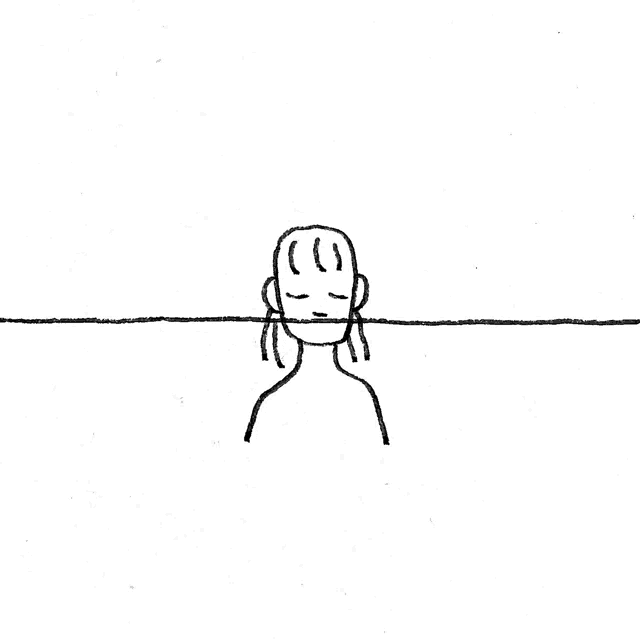a black and white drawing of a person 's head with their eyes closed