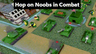 a screenshot of a video game with the words hop on noobs in combat on the top