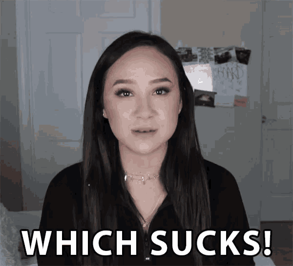 a woman with long hair says which sucks