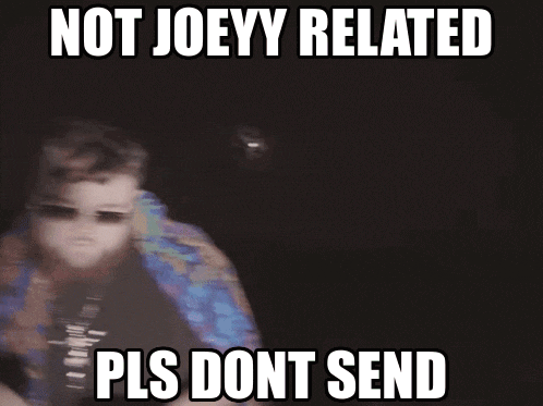 a man wearing sunglasses and a scarf says not joey related pls dont send