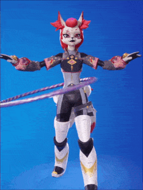 a video game character is holding a hula hoop in her hands