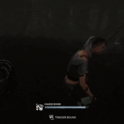 a video game screen shows a woman being charged and triggered