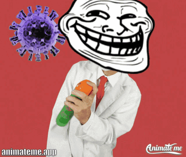 animate me app shows a troll with a spray bottle in his hand