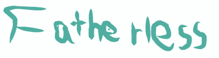 a drawing of the word fatherless in green on a white background