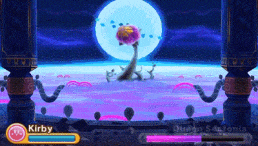 a screenshot of a video game with kirby in the middle