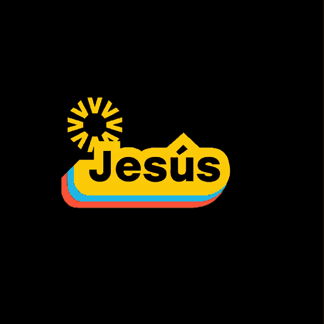 a black background with a yellow jesus sign