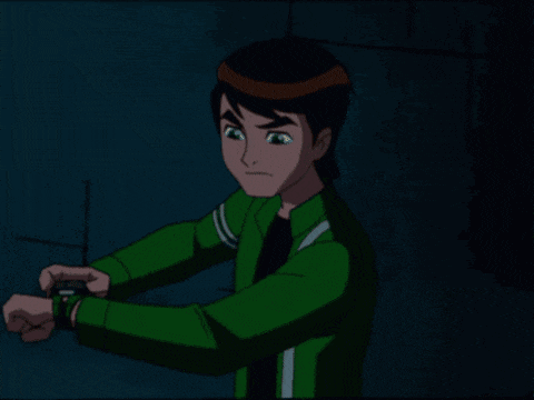 a cartoon character is surrounded by green light