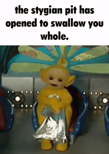 a picture of a toy that says the stygian pit has opened to swallow your whole