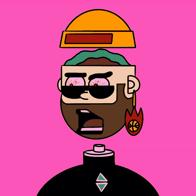 a cartoon drawing of a man with a beard and a hat