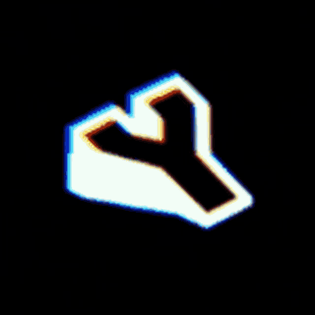 the letter y is glowing in the dark and has a glitch effect .