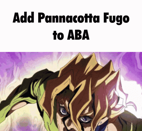 a cartoon of a man with the words add pannacotta fugo to aba