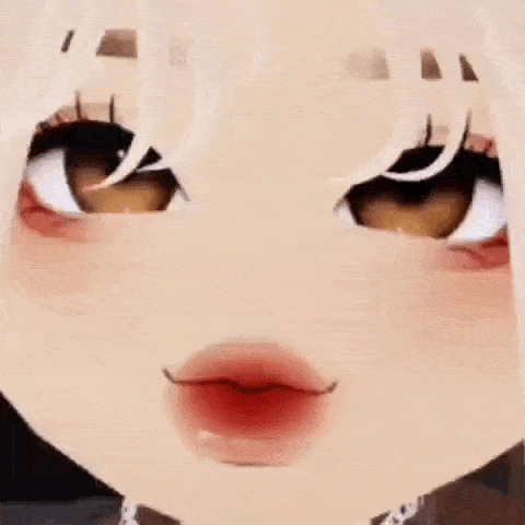 a close up of a girl 's face with a red lip .