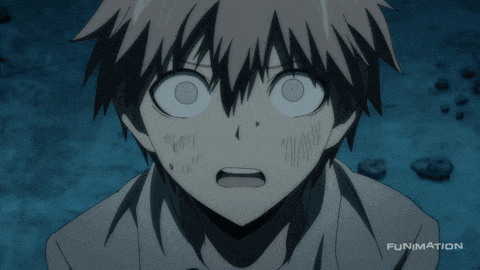 a close up of a person 's face with funimation written on the bottom right