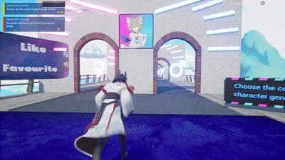 a screenshot of a video game with a sign that says like favourite on it