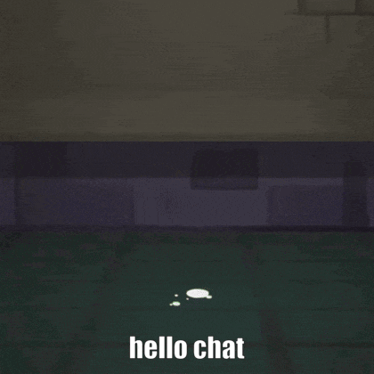 a black and white drawing of a person with the words hello chat below it