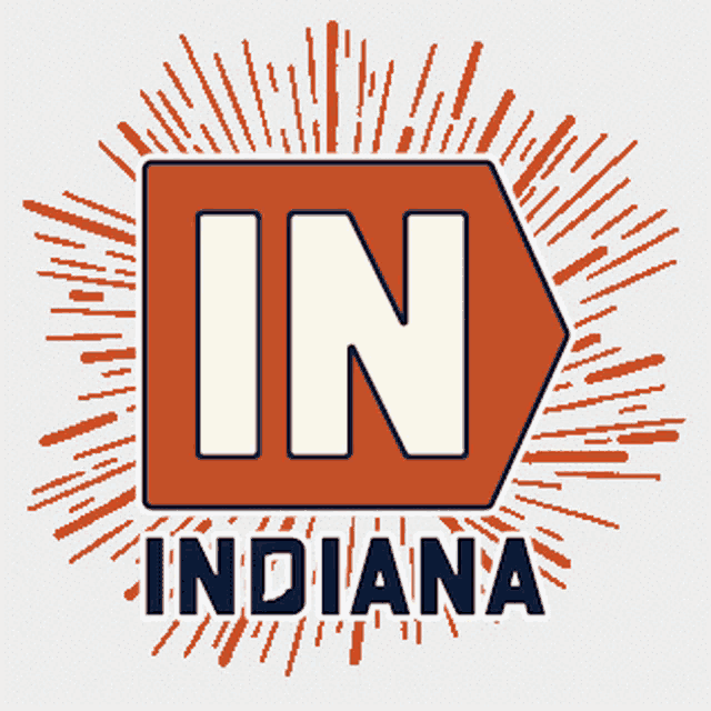 a logo for indiana with an arrow pointing to the left