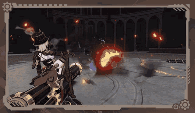 a screenshot of a video game shows a person holding a gun