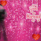 a pink background with hearts and the words good morning written on it