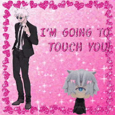 a picture of a man in a suit and tie with the words " i 'm going to touch you "