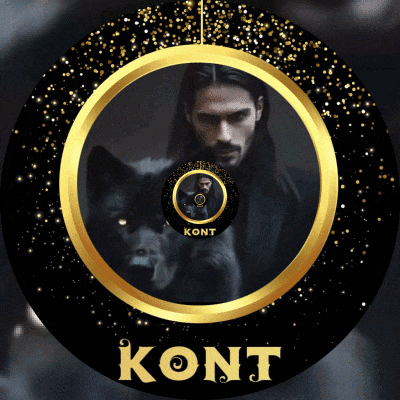a picture of a man holding a wolf with the name kont on the bottom