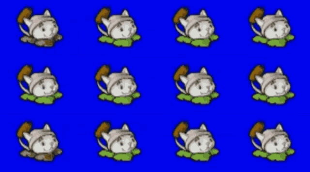 a bunch of cartoon cats are on a blue screen
