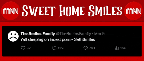 a tweet from the smiles family shows a sad face