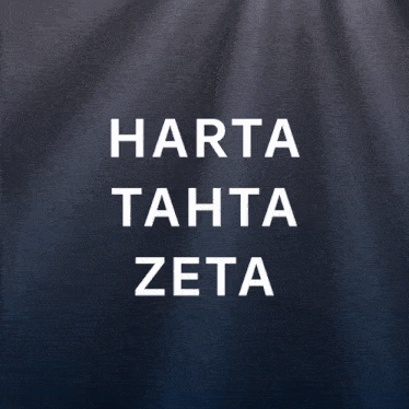 a dark blue background with the words harta tahta zeta in white letters