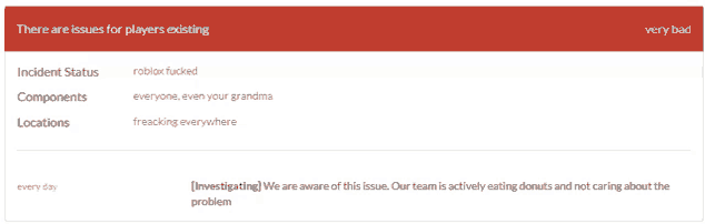 a screenshot of a website which says there are issues for players existing